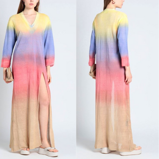 NWT Antonella Rizza Sheer Cover-Up Dress Swimwear Lilac Yellow Women's Sz Small