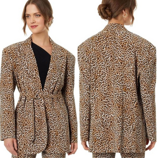 Norma Kamali Leopard Print Notch Lapel Oversized Blazer Jacket Women's Medium