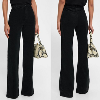Nili Lotan Roe Cotton-Blend Corduroy Bootcut Pants Jet Black Women's Size 2 (XS)