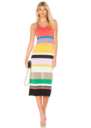 Replica Los Angeles Memphis Stripe Sleeveless Midi Tank Dress Multi Women's M
