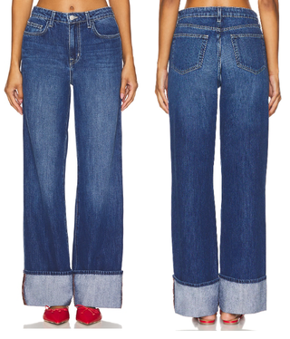 L'Agence Miley Ultra High Rise Medium Wash Denim Wide Leg Jeans Lampson Women 29