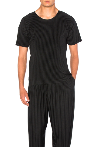 NWT Homme Plisse Issey Miyake Pleated Short Sleeve T-Shirt Top Black Men's 2 / M