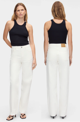 NWT Aligne 100% Cotton High Rise Denim Straight Leg Jeans White Women's Size 25