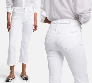 NWT 7 For All Mankind Slim Illusion High Waisted Kick Flare Jeans Luxe White 31