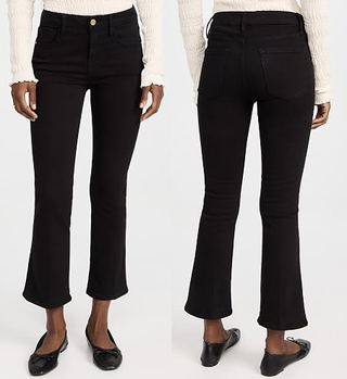 Frame Mid-Rise Slim Fit Le Crop Mini Bootcut Jeans Film Noir Black Women Size 33