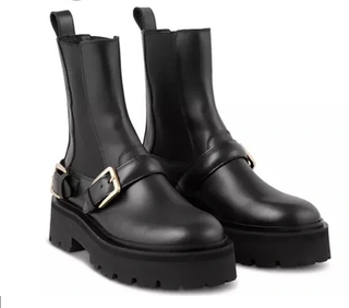 NWOT Sandro Helen Chunky Sole Buckled Chelsea Boots Black Women's 40/ US 9.5