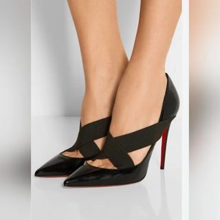 Christian Louboutin Patent Leather & Elastic Sharpstagram Pumps Black Women's 6
