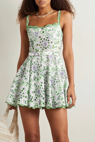 Charo Ruiz Ibiza Nina Floral Sleeveless Fit & Flare Short Dress Lilac Green XS