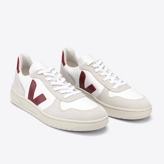 Veja V-10 B-Mesh/Suede Lace-Up Trainers Sneakers Natural Marsala Women's Size 6