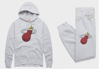 NWT Homage Miami Heat Go-To Hoodie & Jogger Pants Set Ash Gray Medium