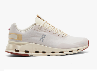 On Cloudnova Form Mesh Running Sneakers with Maroon Sole Grayish White US 12 M