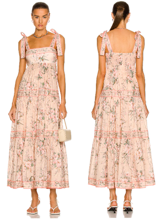 Zimmermann Moonshine Tie-Shoulder Maxi Dress Cream Floral Women's Size 1 / S