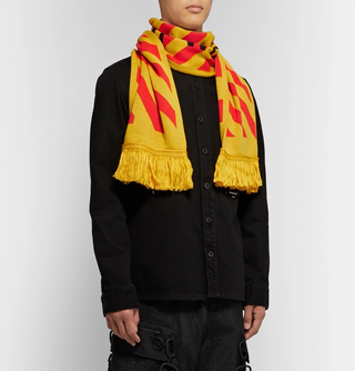 Off-White Arrows Diagonal Stripe Fringe Trim Neck Scarf Yellow/Orange