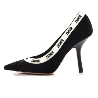 Dior J'Adior Technical Fabric Embroidered Pointed Toe Pumps Black Women's EU 38