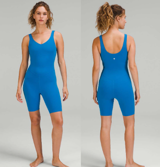 NWT Lululemon Align Romper Bodysuit 8" Built-In Shelf Bra Poolside Women's Size 4