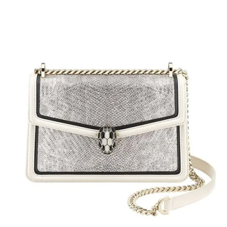NWT Bvlgari Diamond Blast Leather Serpenti Shoulder Bag with Crossbody Chain Strap