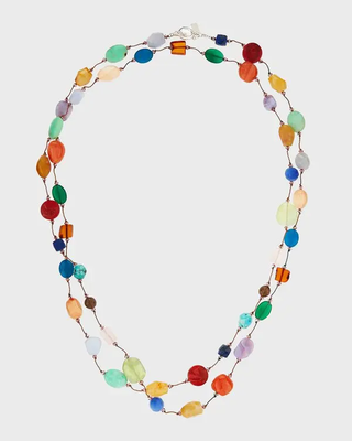 Margo Morrison Carnival Multi-Stone Long Necklace with Toogle Clasp