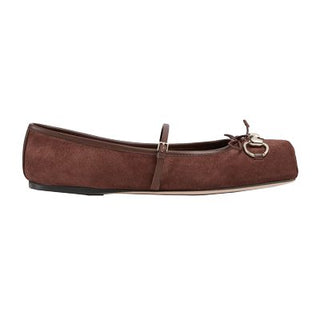 Gucci Suede Leather Horsebit Slip On Ballet Flat Dark Chocolate Women'e EU 39