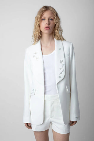 NWT Zadig & Voltaire Date Strass Wings Blazer White Judo Women's 42 FR / US 10