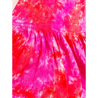 $529 Honorine Athena Tie Dye 100% Linen Maxi Dress Red Pink Women's Size Small