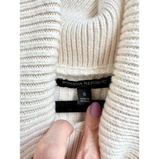 NWOT Banana Republic Chunky Ribbed Knit Turtleneck Sweater Cream Women's Small