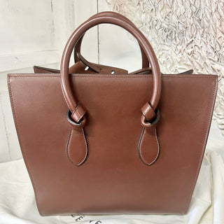 NWT Celine Smooth Calfskin Tie Knot Top Handle Tote Handbag Dark Brown Small