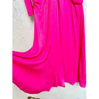 NWT Farm Rio Long Sleeve Ruched V Neckline Midi Dress Pink Women's Size Medium