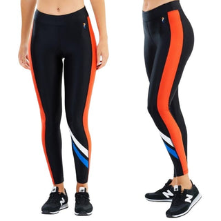 P.E. Nation The Knock Out Leggings Pull on Performance Black Orange Womens Small