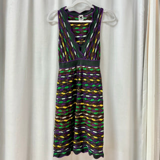 M Missoni Printed Sleeveless V-Neck Knee Length Dress Purple Women's Size US 2