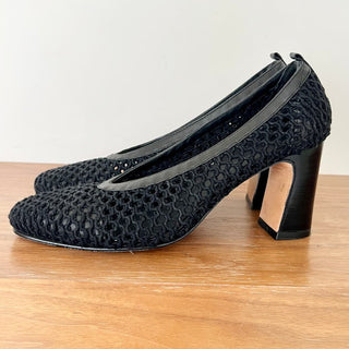 Rachel Comey Noemie Mesh Slip On Square Toe Block Heel Pump Black Women's US 9