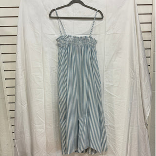 Pistola Farrah Striped Sleeveless Ruffle Midi Dress Blue/White Women's Size S