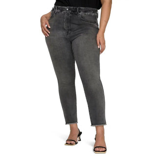 NWT Good American Good Curve Frayed High Waisted Crop Skinny Jeans Gray 6 / 28