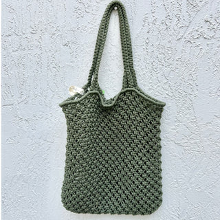 NWOT The Beach People Macrame 100% Cotton Cord Crochet Tote Bag Green Women's