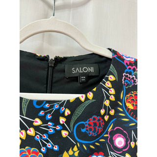 Saloni Celia Floral Short Sleeve Fit & Flare Mini Dress Black Women's Size US 6