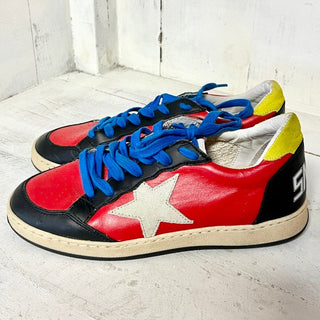 Bonpoint x Golden Goose Leather Skateboard Sneakers Red/Black/Blue Size 36 / 6
