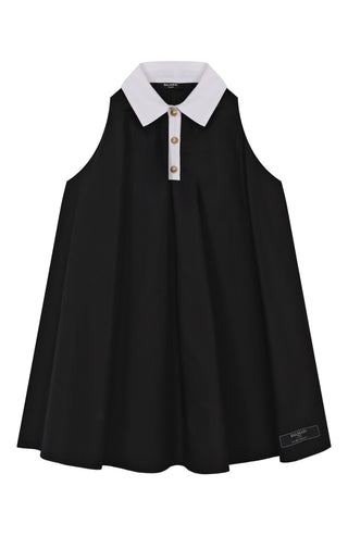 Balmain Two-Tone Sleeveless A-Line Shirt Dress Black White Kids Girl Size 8A
