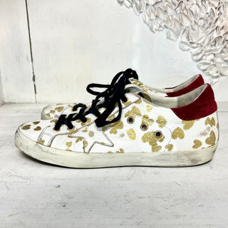 Golden Goose Superstar Glitter Hearts Lace-Up Skateboard Sneaker White 39 / 8.5