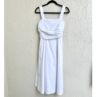 $495 Veronica Beard Positano Sleeveless Poplin Midi Sundress White Women's 00