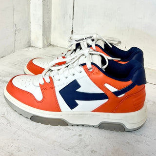 NWOT Off-White Out Of Office Leather Low-Top Sneaker Orange/Blue/White Womens 37