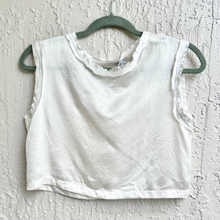 Nonchalant Label Mel Silky Sleeveless Muscle Cropped Top Ivory Women's Size XS