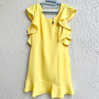 BCBGeneration Ruffle Sleeve Scoop Neck Mini Dress Lemonade Yellow Women's Size 8