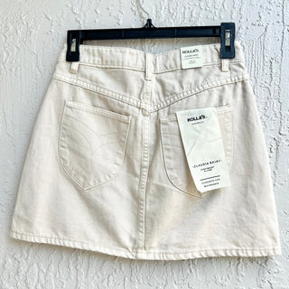 NWT Rolla's High Rise A-Line Claudia Mini Denim Skirt Cream Women's Size 24