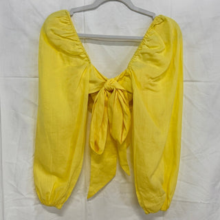 NWT Sofia Charlotte Long Sleeve Twist Front Tie Back Crop Blouse Yellow US 2/ XS