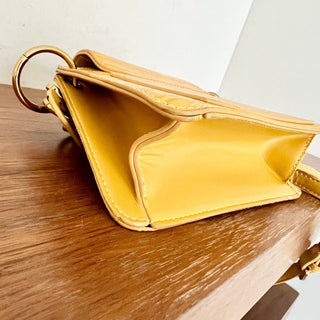 Melie Bianco Embossed Vegan Leather Crossbody Bag Yellow Women's Gold Chain