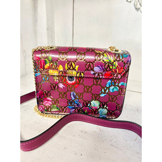 NWT Valentino by Mario Valentino Bijou Flowery Monogram Leather Crossbody Purple