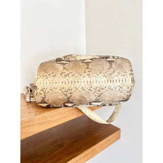 Justified Hunt 100% Embossed Snake Skin Leather Luxury Shoulder Bag Beige Women