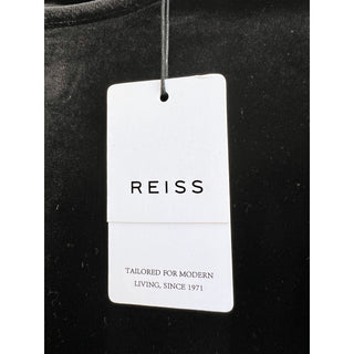 NWT Reiss Long Sleeve Ruched Caty High Neck Velvet Top Blouse Black Women's M