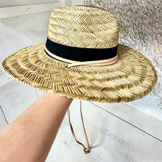 Anya and Niki The Tower Wide Brim Straw Hat with Leather Strap One Size