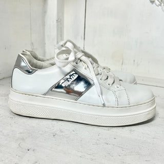 Prada Sport Leather Low Top Round Toe Platform Sneakers White Women's 35.5 / 5.5