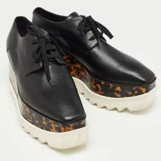 Stella McCartney Elyse Lace-Up Faux-leather Platform Oxfords Black Womens 38/7.5